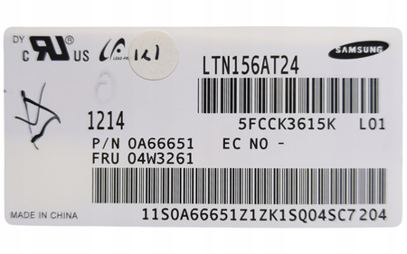Matryca Samsung LTN156AT24 15,6" 1366x768px 40pin Błyszcząca