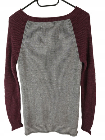 SWETER DAMSKI SUPERDRY ROZMIAR XS SZARO-BORDOWY