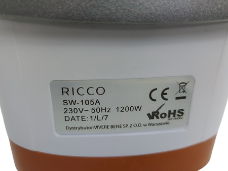 ŻELAZKO ELEKTRYCZNE PAROWE RICCO POMARAŃCZOWE-BIAŁE 1200W