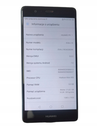 Smartfon Huawei P9 3 GB / 32 GB 4G (LTE) srebrny