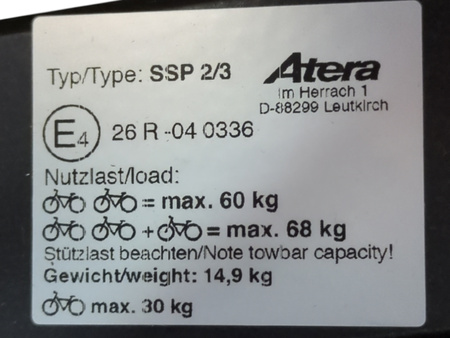 Bagażnik rowerowy na hak Atera Strada Sport 3