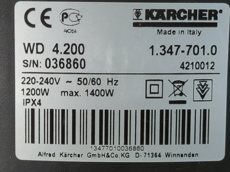 Odkurzacz warsztatowy Kärcher WD 4.200 1400 W 25 l z funkcją wydmuchu
