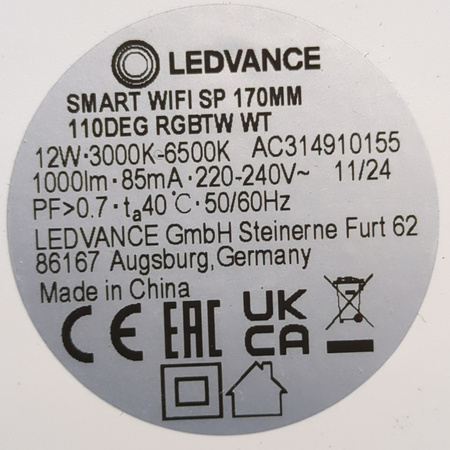 Panel LED Podtynkowy Oprawa Sufitowa Okrągła SPOT 12W RGB 17cm SMART+ WIFI