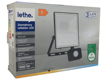 Zewnętrzny reflektor LED z czujnkiem ruchu LETHE 210571-FL20 1600 lm
