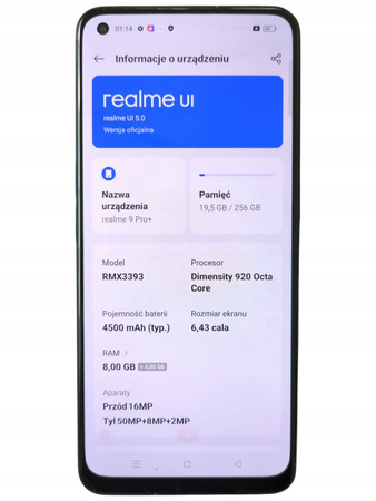 Smartfon REALME 9 Pro+ rmx3393 8/256GB 5G 6.43" 90Hz