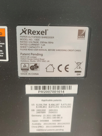 Niszczarka biurowa Rexel 130X AUTOMATYCZNA NISZCZARKA BIUROWA 26 litrów