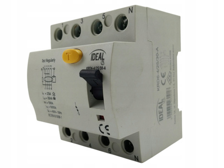 Wyłącznik Różnicowoprądowy 3-faz 25A 30mA na szynę TH35 IDEAL