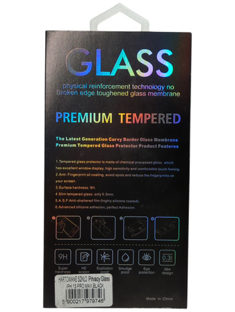 Szkło hartowane Privacy Glass czarne iPhone 13 Pro Max 0,2mm