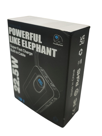 PowerBank 20 000 mAh z wbudowanym kablem: 22,5 W PowElephant CPC20