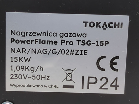 Nagrzewnica gazowa TOKACHI PowerFlame Pro TSG-15P 15kW LCD IP24
