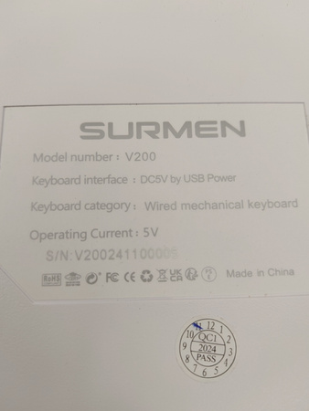 Klawiatura mechaniczna przewodowa Surmen V200 Zielona QWERTY