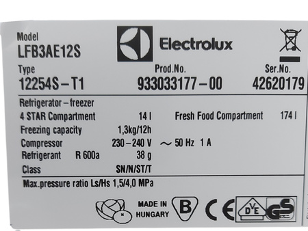 Lodówka jednodrzwiowa do zabudowy Electrolux LFB3AE12S 121,8cm