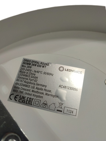 Lampa Sufitowa Plafon LED Oprawa Oświetleniowa 38W 36.5cm Biała LEDVANCE