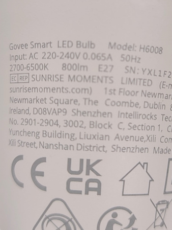 Żarówki Govee Smart LED Bulb H6008 E27 800lm 2700-6500K - 2sztuki