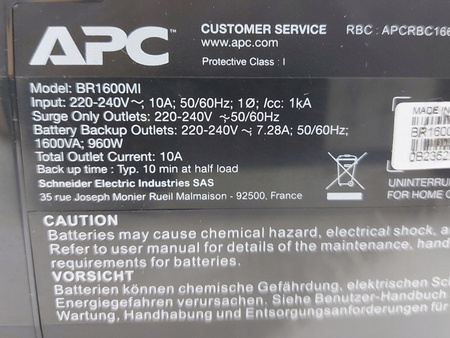 Zasilacz awaryjny Ups Apc Back-Ups Pro 1600 BR1600MI 1600VA 960W