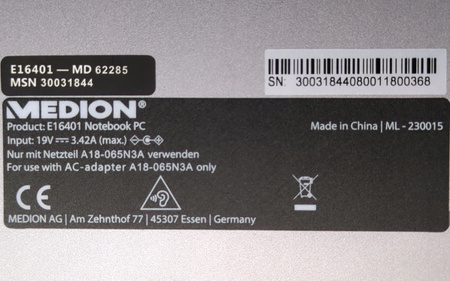 Laptop Medion E16401 i5-1135G7 8GB RAM 512GB SSD 16,1" FHD
