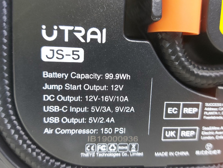 Urządzenie rozruchowe UTRAI JS-5 2000A Kompresor Powerbank LED