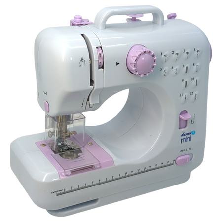 Maszyna do szycia Łucznik Mini biało-fioletowa 12 programów