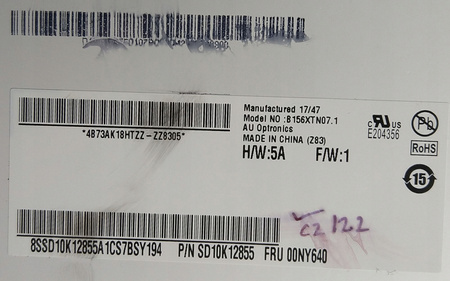 Matryca AUO B156XTN07 15,6" 1366x768px