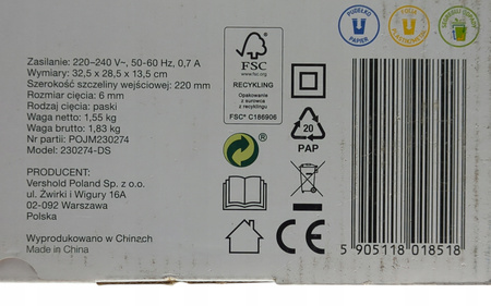NISZCZARKA DO PAPIERU HYKKER 230274-DS BLACK 8 litrów