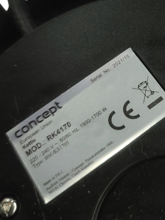 Czajnik elektryczny Concept RK4170 1700 W 1.7 L Czarny