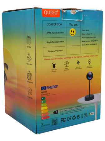 Lampa zachodzącego słońca QUIGO Sunset 360° RGB USB