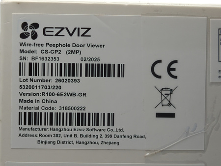 Wizjer elektroniczny EZVIZ CP2 2MP 1080p WiFi ekran 4.3
