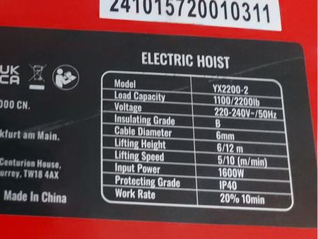 Wciągarka linowa elektryczna VEVOR WX2200-2 1600 W 1000 kg udźwig