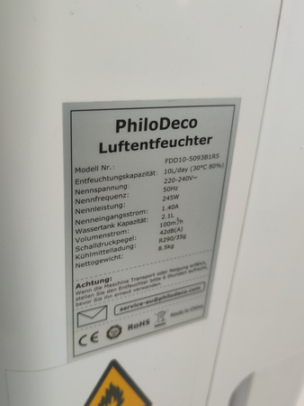 OSUSZACZ POWIETRZA PHILODECO FDD10-5093B1R5 10L/24H BIAŁY