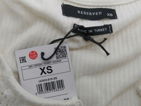 Bluzka damska RESERVED Rozmiar XS Biała
