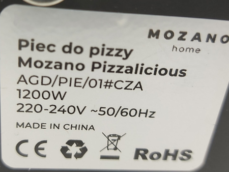Piec do pizzy Mozano Pizzalicious 1200W (AGD/PIE/01#CZA)
