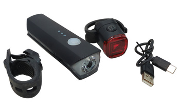 LAMPKI ROWEROWE AKUMULATOROWE USB/C ŁADOWALNE 2 TRYBY SZYBKI MONTAŻ IP44