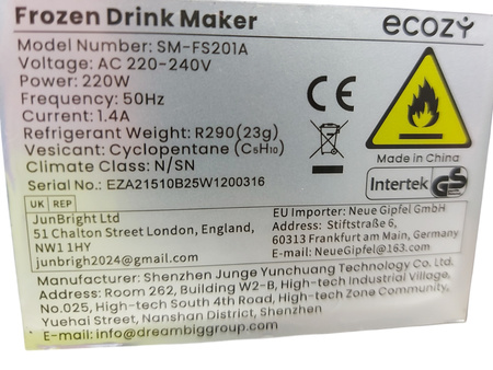 Maszyna do mrożonych napojów Ecozy SM-FS201A 1,5L 5 programów
