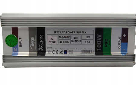 Zasilacz impulsowy hermetyczny do LED Akyga AK L2 100 12V / 8.3A 100W IP67