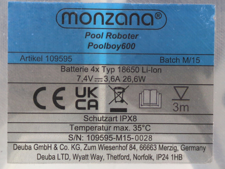 Odkurzacz basenowy bezprzewodowy Monzana Polboy600