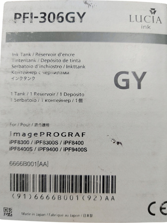 KARTRIDŻ CANON PFI-306 GY 330ML 6666B001 AA