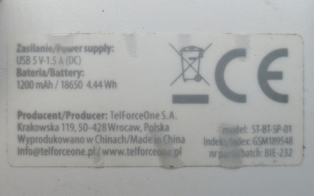 Głośnik Bluetooth 5.0 10m LED 5W AUX SETTY ST-BT-SP-01