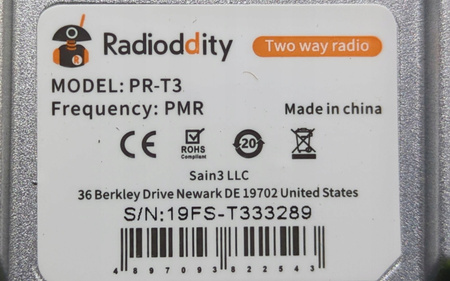 Radiotelefon PMR Radioddity PR-T3