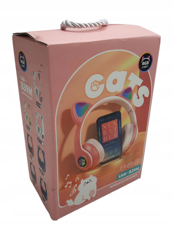 Słuchawki bezprzewodowe nauszne CATS SNK-B39M Kocie uszy Różowe