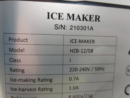 Kostkarka do lodu HZB-12/SB czarna 100W 2L 12kg/dobę
