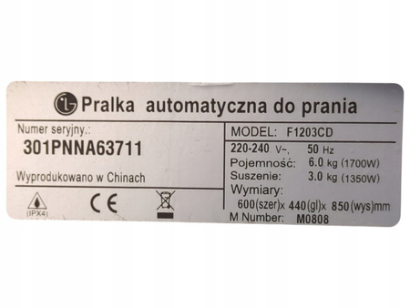 Pralko-suszarka LG F1203CD 6/3 kg 1200 obr/min