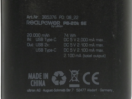 Powerbank RealPower PB-20000 Se 20000mAh Czarny