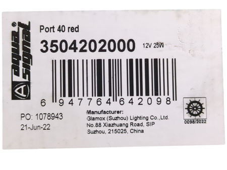 LAMPA NAWIGACYJNA S40 BURTOWA CZERWONA 12V 3504202000