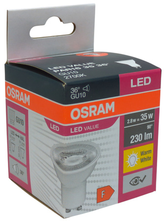 ŻARÓWKA LED GU10 2.8W = 35W 2700K 230lm OSRAM 36 ° OSRAM