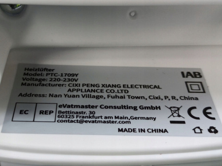 IAB PTC-1709Y Termowentylator 1500W z pilotem