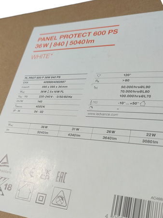 Panel LED LEDVANCE PANEL PROTECT 600 PS 36W 5040lm 4000K IP54