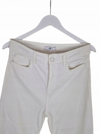 7 For All Mankind Damskie Spodnie Białe z Ozdobnym Dołem