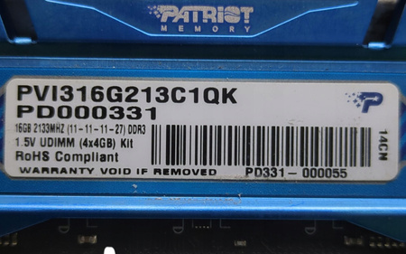 Pamięć RAM Patriot PVI316G213C1QK 4GB DDR3 2133MHz CL11