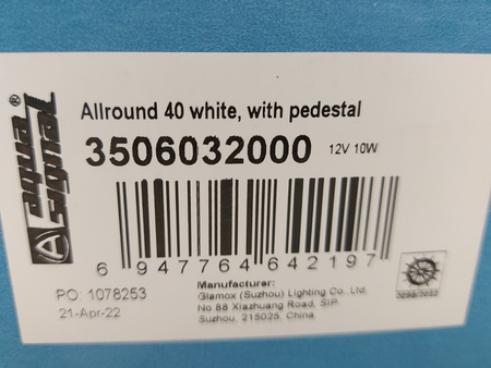 LAMPA OŚWIETLENIOWA STATKU NAVIGATION AQUA SIGNAL 12V 10W 3506032000