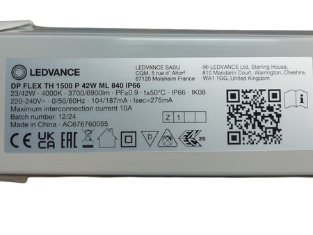 Oprawa oświetleniowa przemysłowa DP FLEX TH 1500 P 42W ML 840 IP66 Ledvance